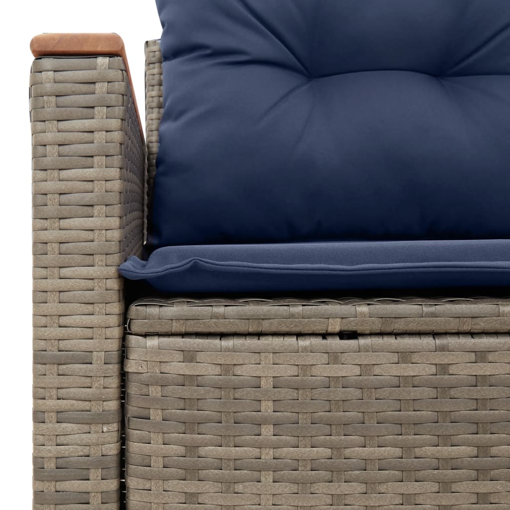 Gartensofa mit Kissen 2-Sitzer Grau Poly Rattan