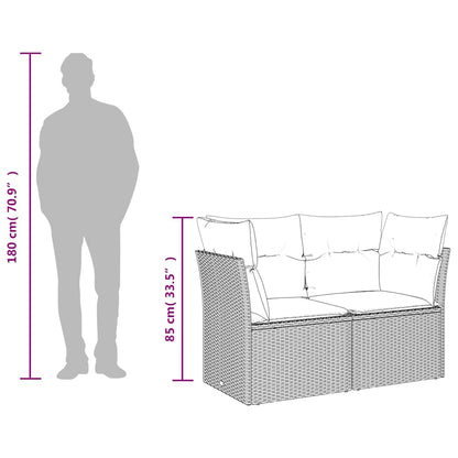 Gartensofa mit Kissen 2-Sitzer Braun Poly Rattan
