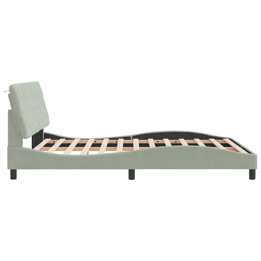 Bettgestell ohne Matratze Hellgrau 160x200 cm Samt