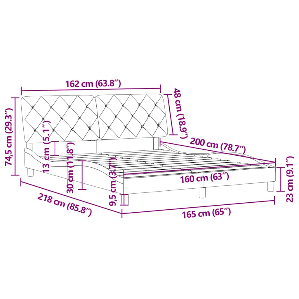 Bettgestell ohne Matratze Rosa 160x200 cm Samt