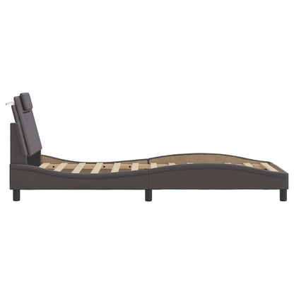 Bettgestell "Viana" ohne Matratze Grau 90x190 cm Kunstleder