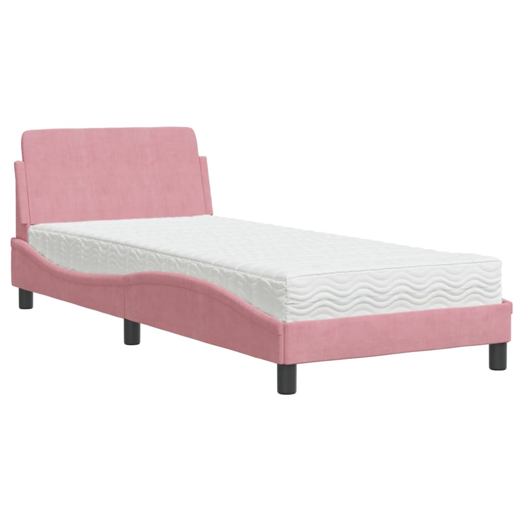 Bett mit Matratze "Dover" Rosa 80x200 cm Samt