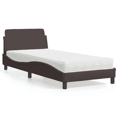 Bett mit Matratze "Dover" Dunkelbraun 90x190 cm Stoff