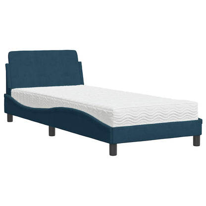 Bett mit Matratze "Dover" Blau 90x190 cm Samt