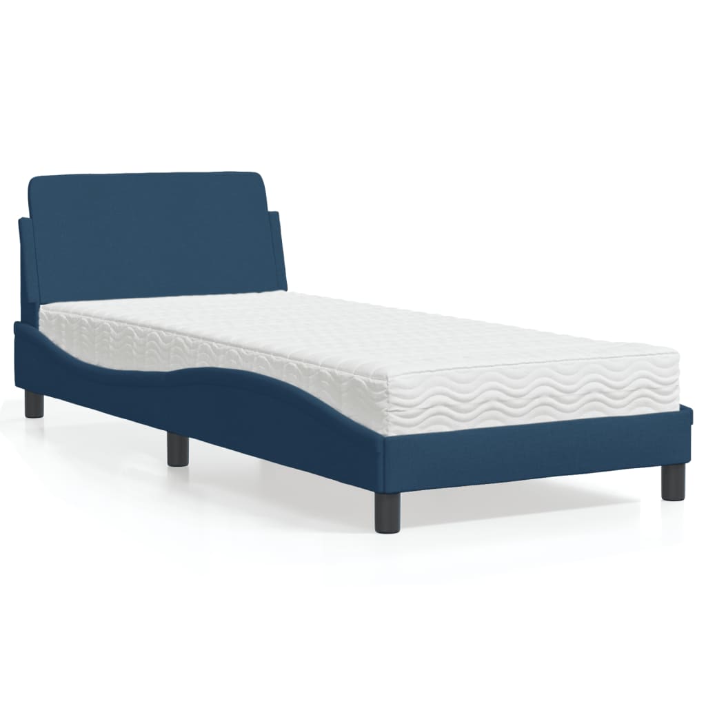 Bett mit Matratze "Dover" Blau 90x200 cm Stoff