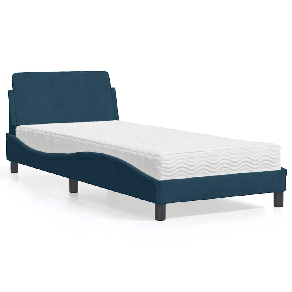 Bett mit Matratze "Dover" Blau 90x200 cm Samt