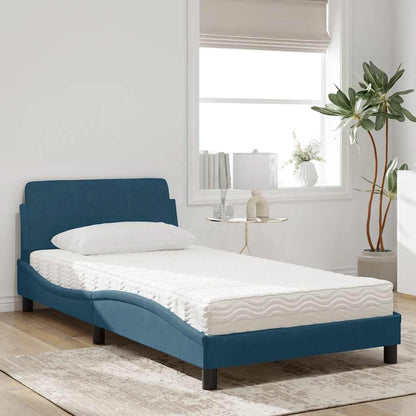 Bett mit Matratze "Dover" Blau 100x200 cm Samt