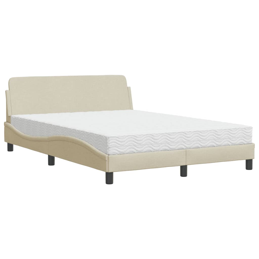 Bett mit Matratze "Dover" Creme 120x200 cm Stoff