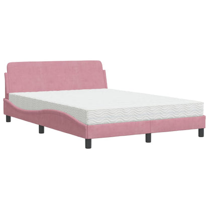 Bett mit Matratze "Dover" Rosa 140x190 cm Samt