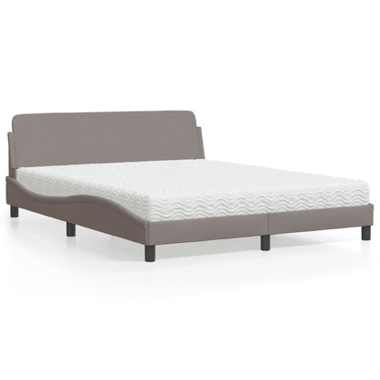 Bett mit Matratze "Dover" Taupe 160x200 cm Stoff