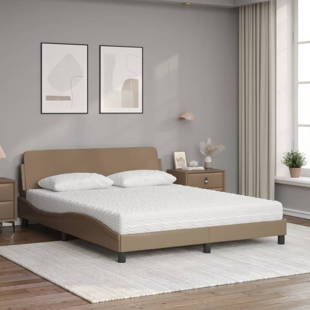 Bett mit Matratze "Dover" Cappuccino-Braun 160x200 cm Kunstleder