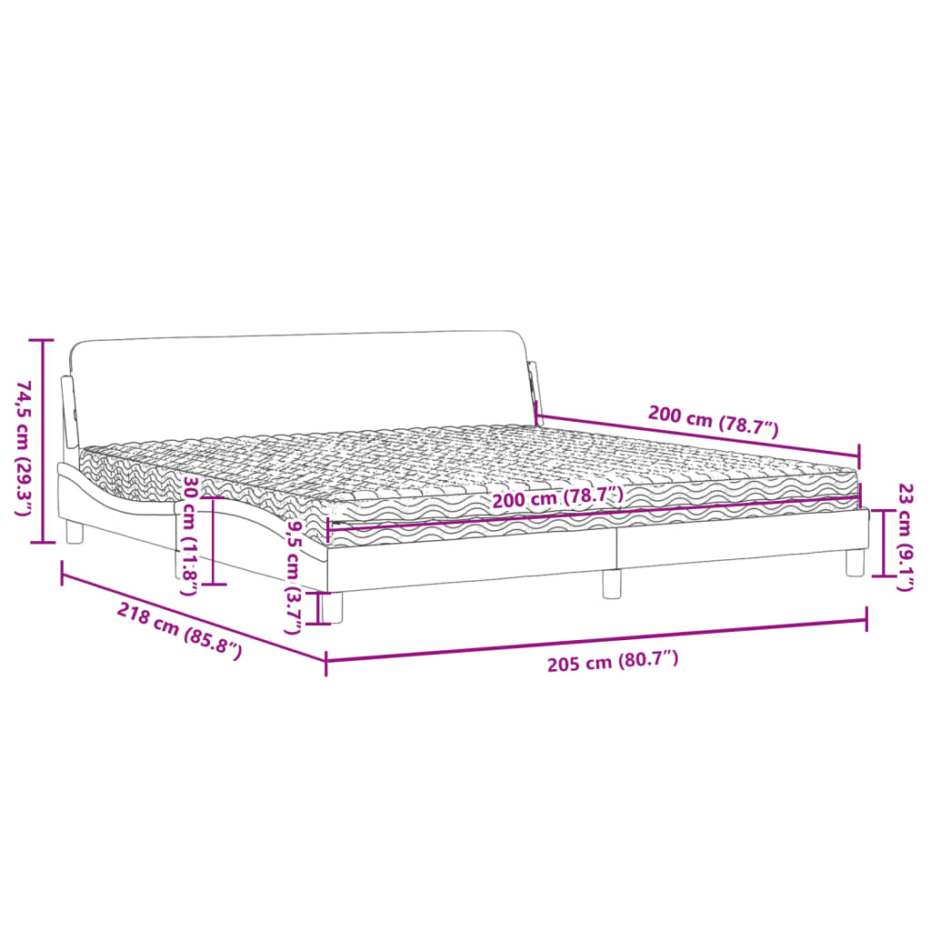 Bett mit Matratze "Dover" Taupe 200x200 cm Stoff