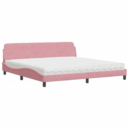 Bett mit Matratze "Dover" Rosa 200x200 cm Samt
