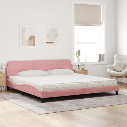 Bett mit Matratze "Dover" Rosa 200x200 cm Samt