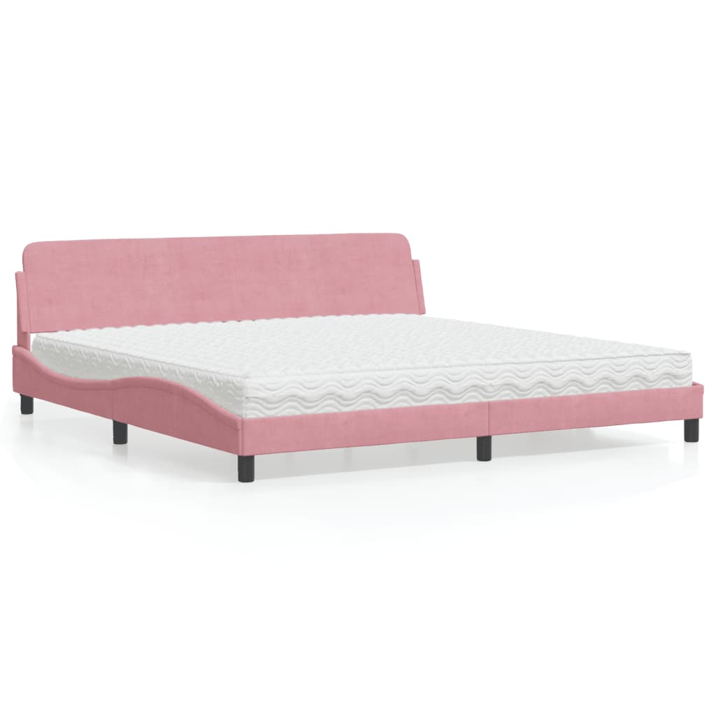 Bett mit Matratze "Dover" Rosa 200x200 cm Samt