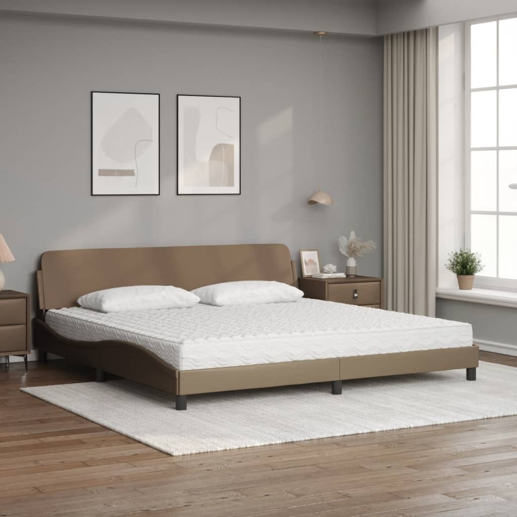 Bett mit Matratze "Dover" Cappuccino-Braun 200x200 cm Kunstleder