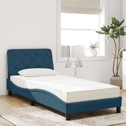 Bett mit Matratze Blau 90x190 cm Samt