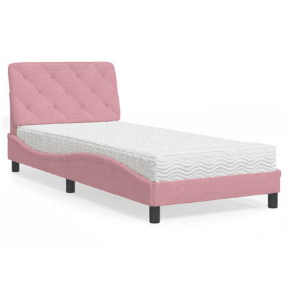 Bett mit Matratze Rosa 90x190 cm Samt