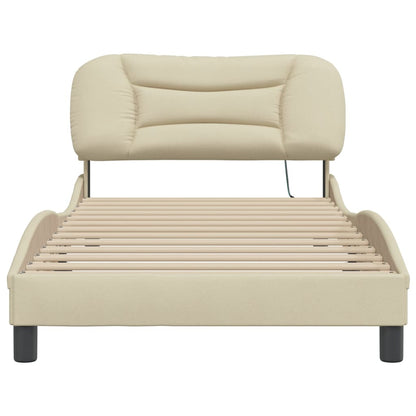 Bettgestell mit LED ohne Matratze "Hvar" Creme 100x200 cm Stoff