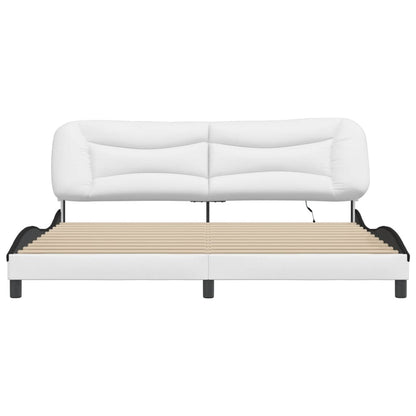 Bettgestell mit LED ohne Matratze "Hvar" Weiß und Schwarz 200x200 cm