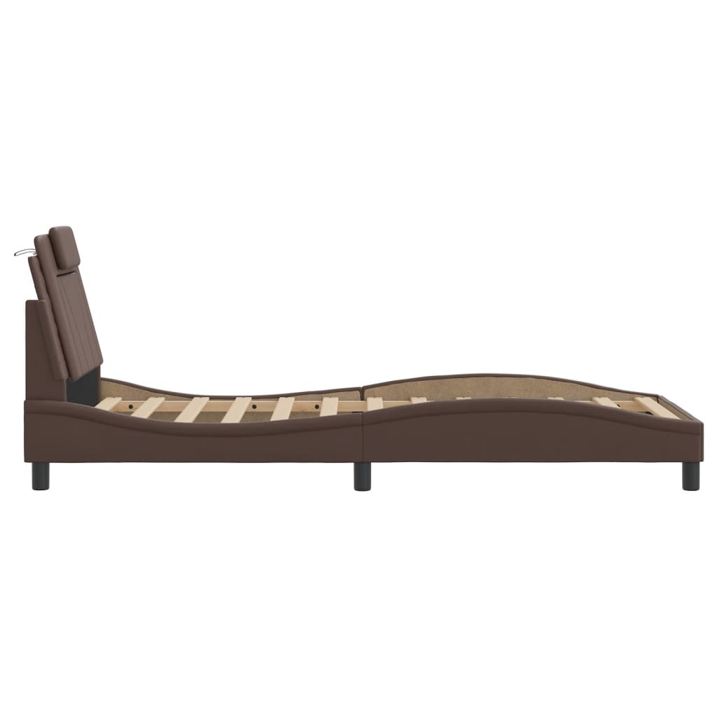 Bettgestell "Viana" mit LED ohne Matratze Braun 90x190 cm