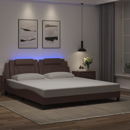 Bettgestell "Viana" mit LED ohne Matratze Braun 180x200 cm