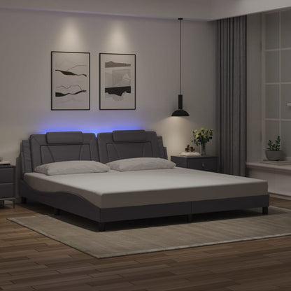 Bettgestell "Viana" mit LED ohne Matratze Grau 200x200 cm