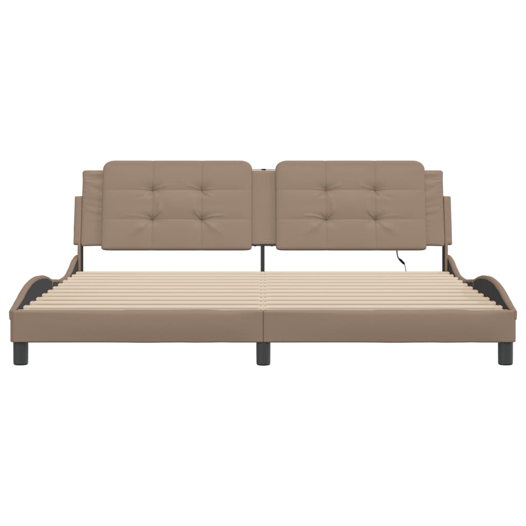 Bettgestell mit LED ohne Matratze "Zadar" Cappuccino-Braun 200x200 cm