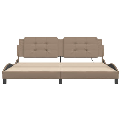 Bettgestell mit LED ohne Matratze "Zadar" Cappuccino-Braun 200x200 cm