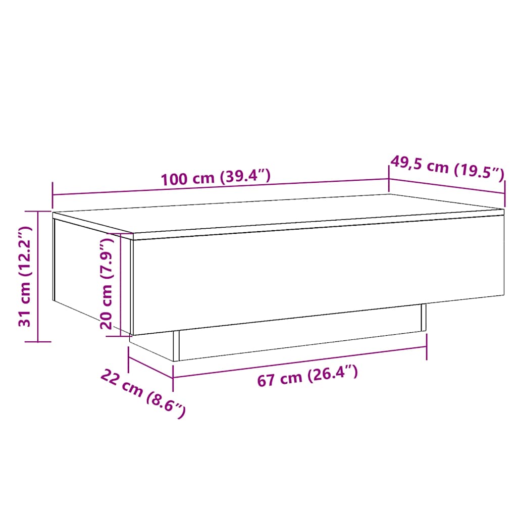 Couchtisch Sonoma-Eiche 100x49,5x31 cm Holzwerkstoff