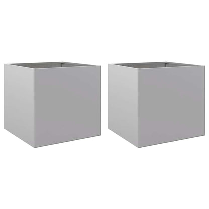 Pflanzkübel 2 Stk. Silbern 49x47x46 cm Verzinkter Stahl