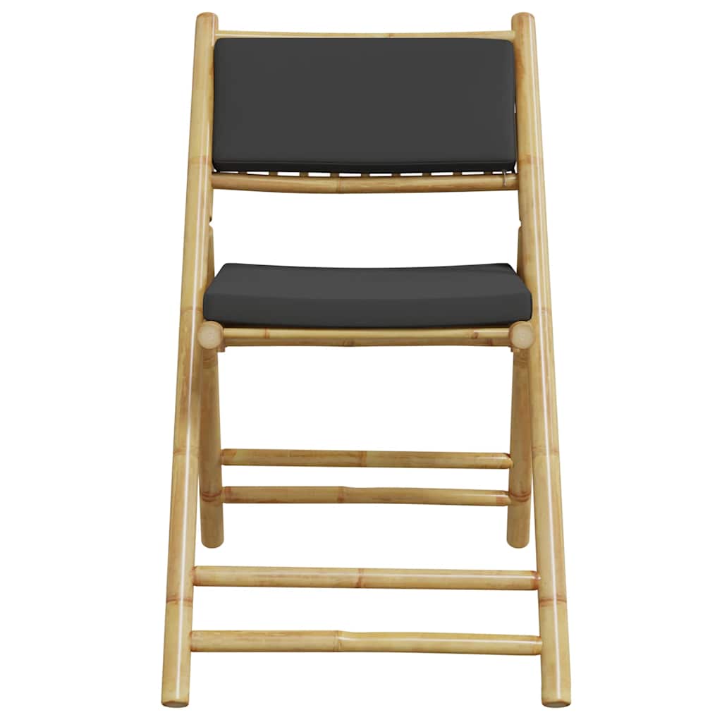 5-tlg. Bistro-Set Klappbar mit Dunkelgrauen Kissen Bambus