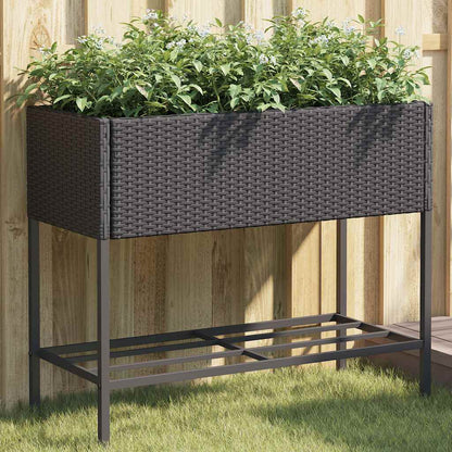 Hochbeete mit Ablage 2 Stk. Schwarz 90x40x75 cm Poly Rattan