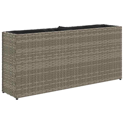 Pflanzkübel mit 2 Töpfen 2 Stk. Grau 90x20x40 cm Poly Rattan