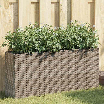 Pflanzkübel mit 2 Töpfen 2 Stk. Grau 90x20x40 cm Poly Rattan