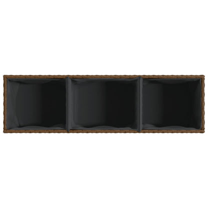 Pflanzkübel mit 3 Töpfen 2 Stk. Braun 105x30x32 cm Poly Rattan