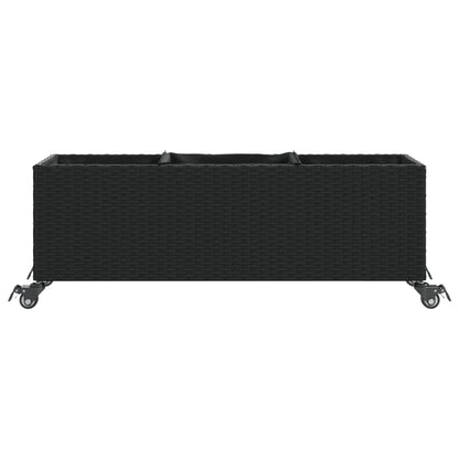Pflanzkübel mit Rollen 2 Stk. Schwarz 107x32x38 cm Poly Rattan