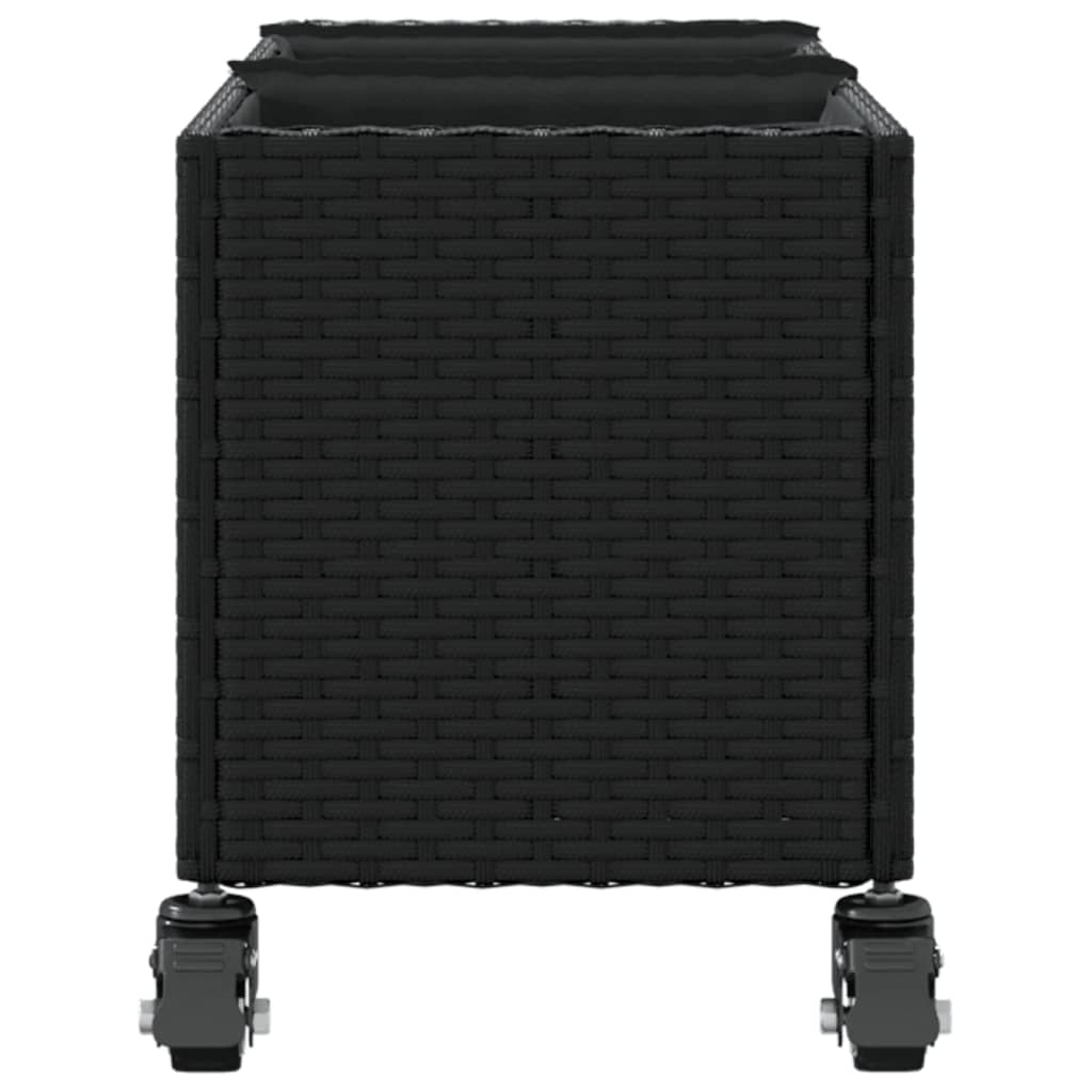 Pflanzkübel mit Rollen 2 Stk. Schwarz 107x32x38 cm Poly Rattan