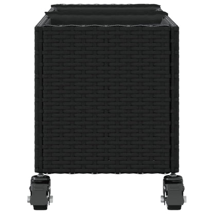 Pflanzkübel mit Rollen 2 Stk. Schwarz 107x32x38 cm Poly Rattan