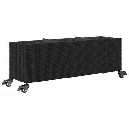 Pflanzkübel mit Rollen 2 Stk. Schwarz 107x32x38 cm Poly Rattan