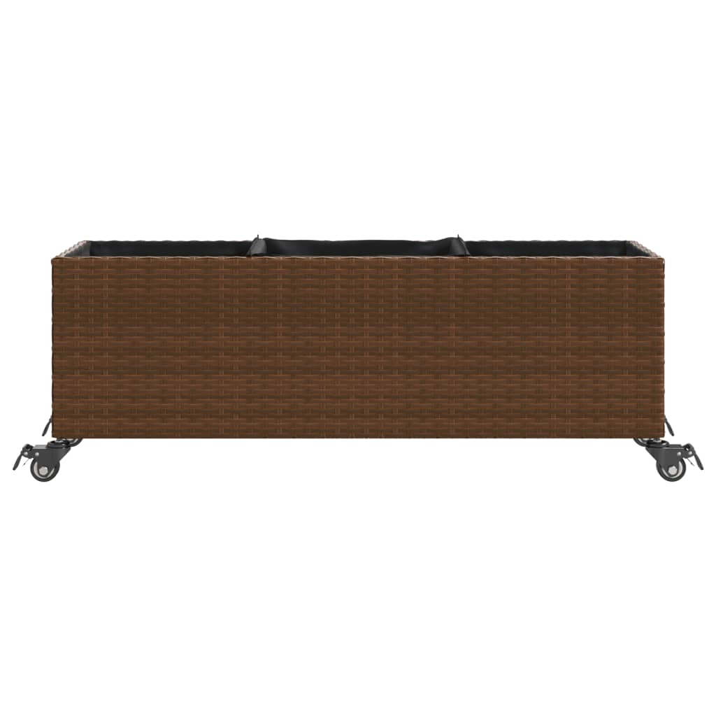 Pflanzkübel mit Rollen 2 Stk. Braun 107x32x38 cm Poly Rattan