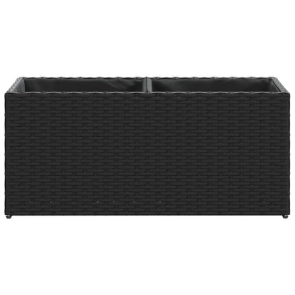 Pflanzkübel mit 2 Töpfen 2 Stk. Schwarz 72x30x32 cm Poly Rattan