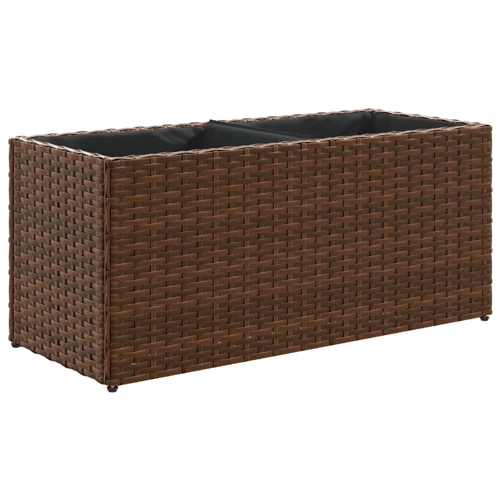 Pflanzkübel mit 2 Töpfen 2 Stk. Braun 72x30x32 cm Poly Rattan