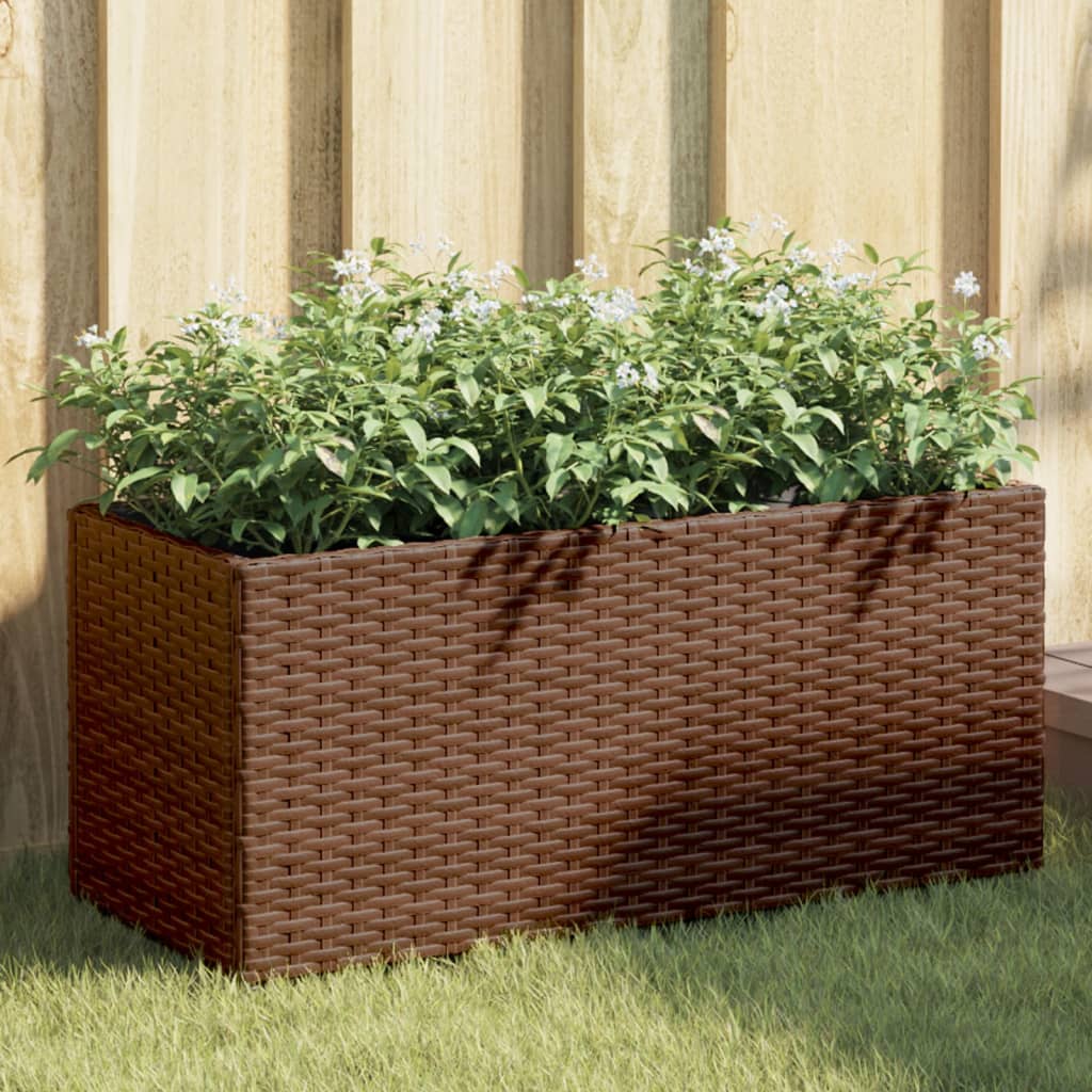 Pflanzkübel mit 2 Töpfen 2 Stk. Braun 72x30x32 cm Poly Rattan