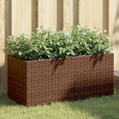 Pflanzkübel mit 2 Töpfen 2 Stk. Braun 72x30x32 cm Poly Rattan