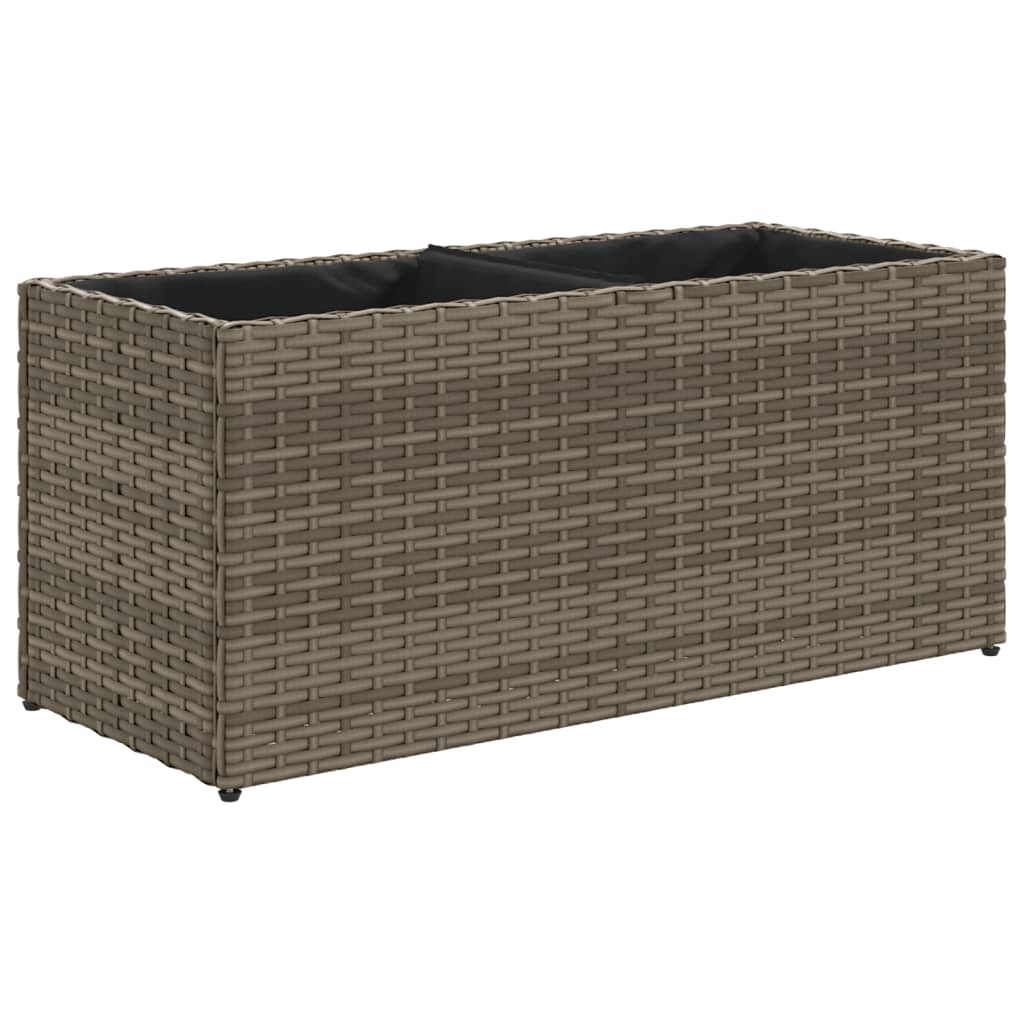 Pflanzkübel mit 2 Töpfen 2 Stk. Grau 72x30x32 cm Poly Rattan