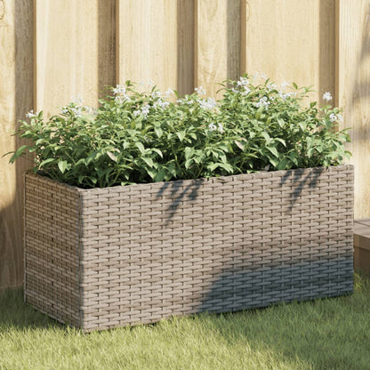 Pflanzkübel mit 2 Töpfen 2 Stk. Grau 72x30x32 cm Poly Rattan