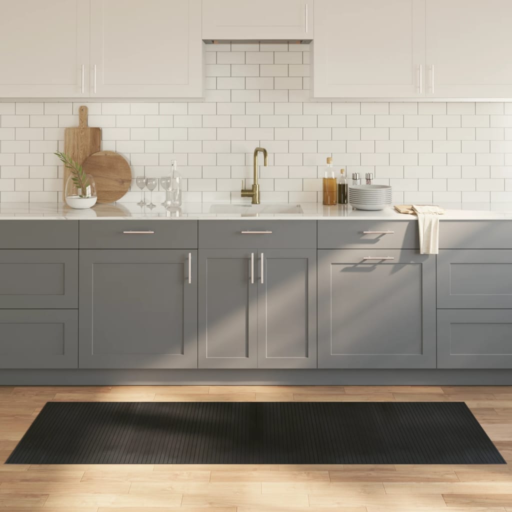 Teppich Rechteckig Schwarz 70x200 cm Bambus