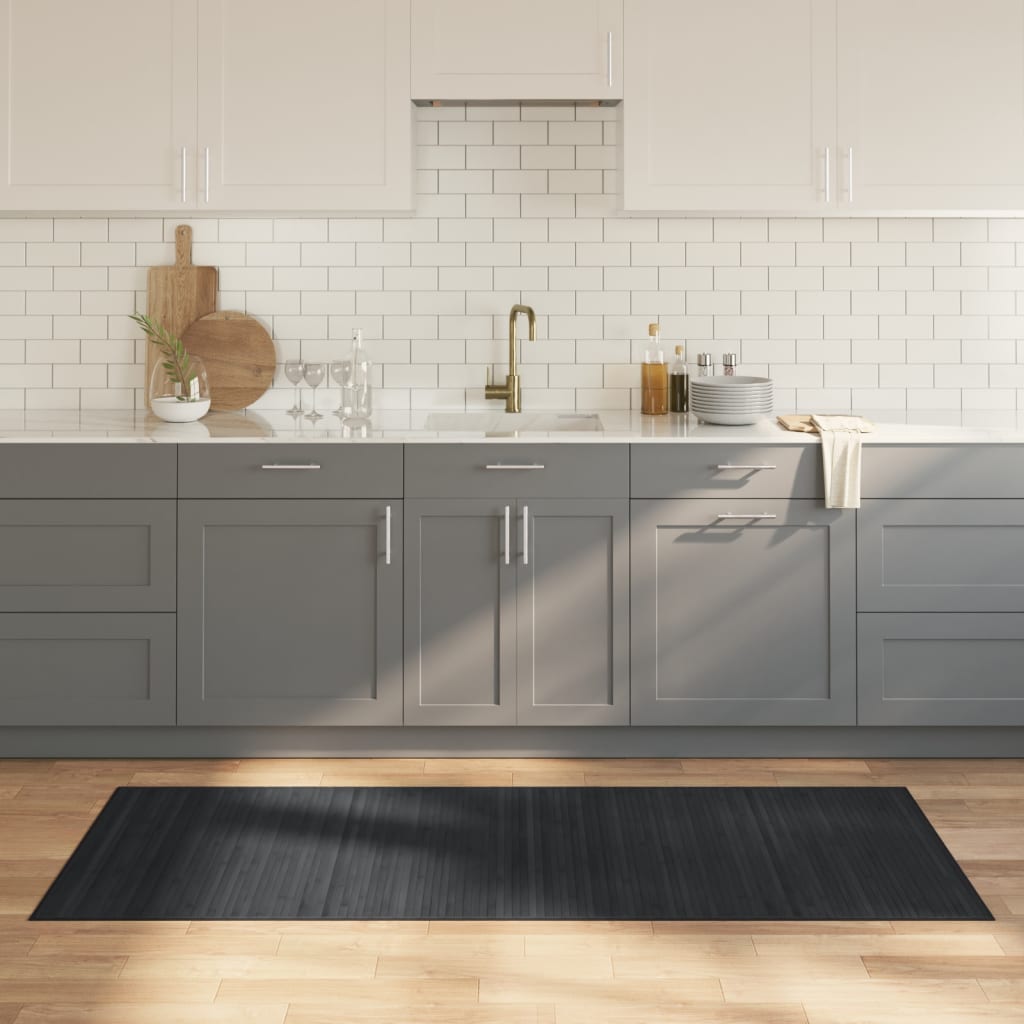 Teppich Rechteckig Grau 80x200 cm Bambus