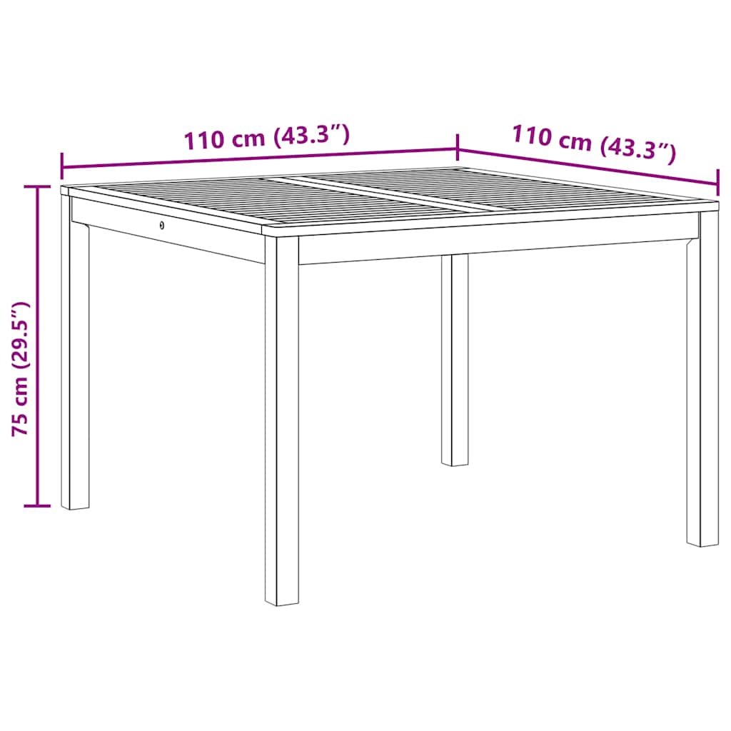 Garten-Esstisch 110x110x75 cm Massivholz Akazie